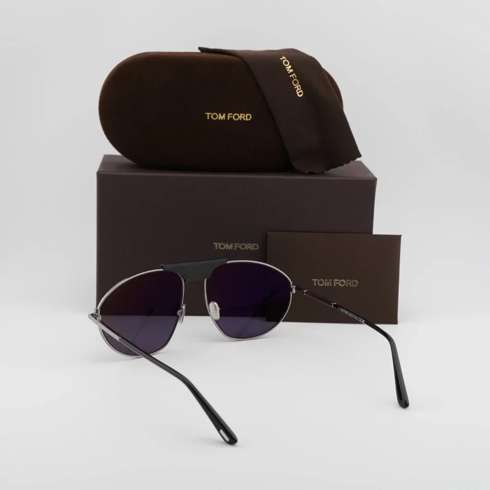 Tom Ford Ken FT1095 14A Aviator Sunglasses - Ruthenium/Smoke